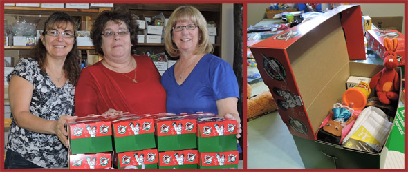 The Fun Patch Team worked together to donate 8 Operation Christmas Child boxes.