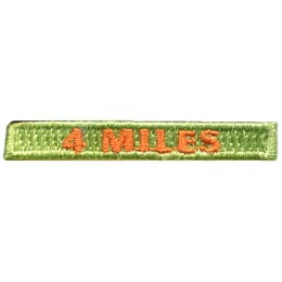 The words 4 Miles are stitched in orange on a green background.