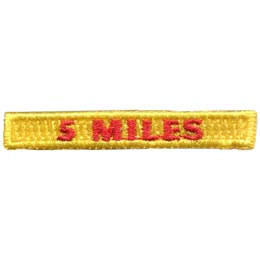 The words 5 Miles are stitched in red on a yellow background.