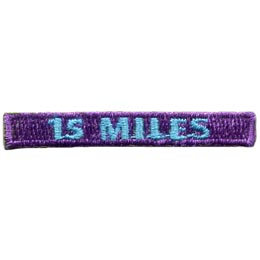 The words 15 Miles are in blue on a purple background.