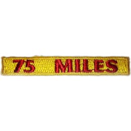 The words 75 Miles are stitched in red on a yellow background.