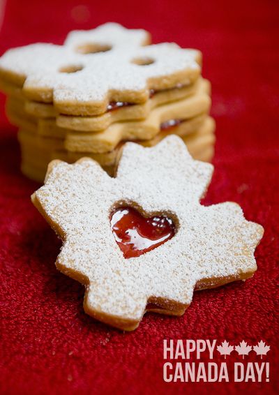 A photo of Canadian shortbread with a jelly heart centre.