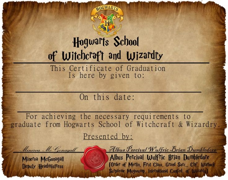 A certificate of graduation from Hogwarts.