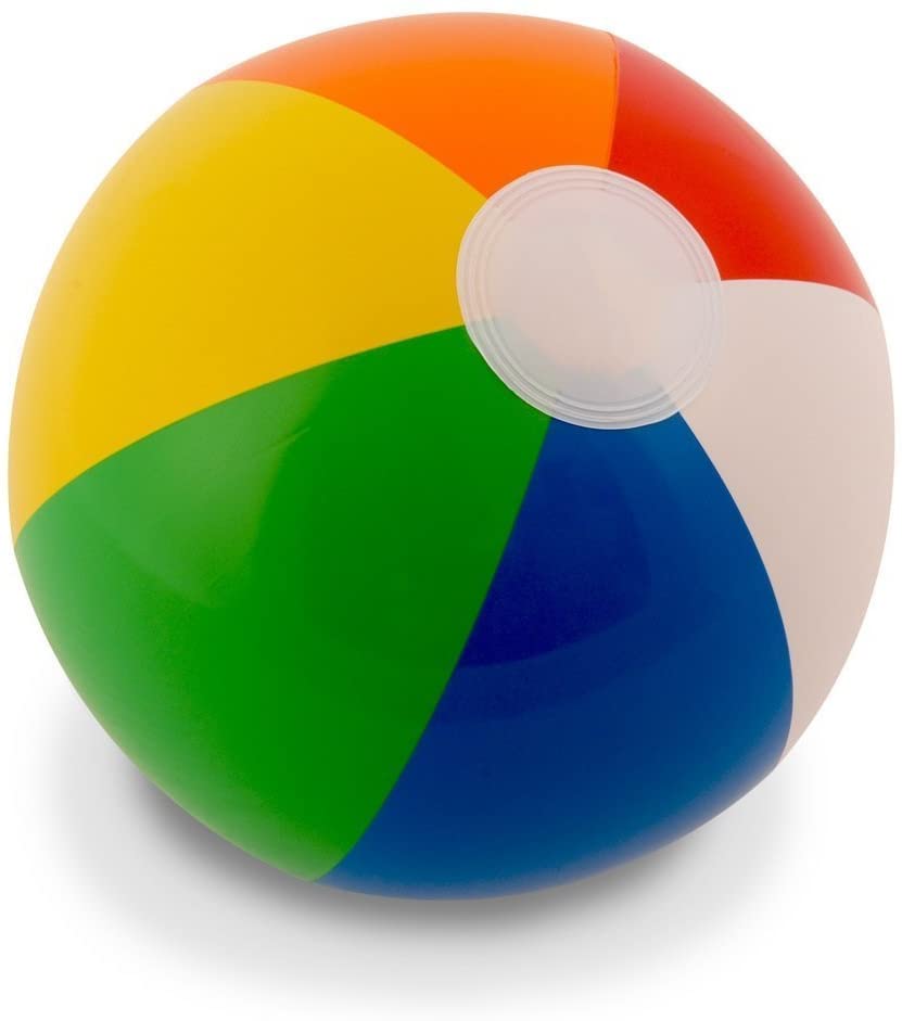 A rainbow beach ball.