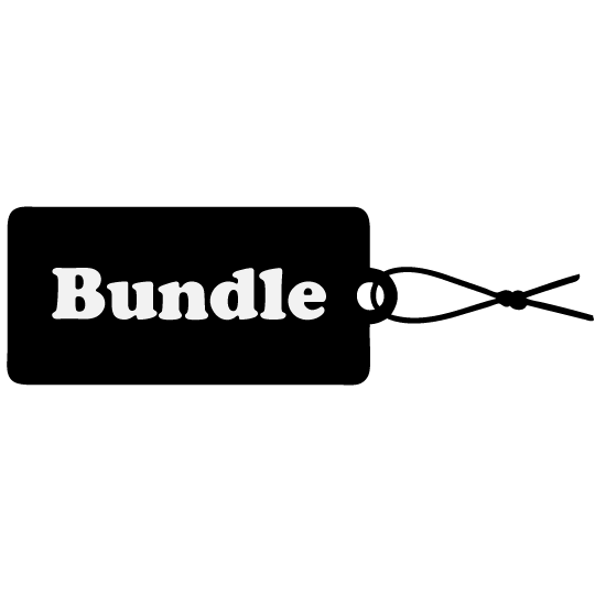The word Bundle on a black tag.