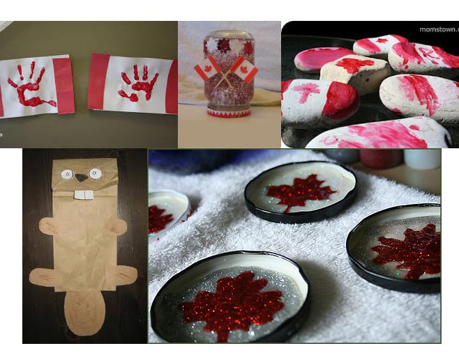 A collage of Canadian themed crafts.