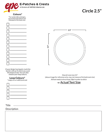A 2.5-inch circle patch template.