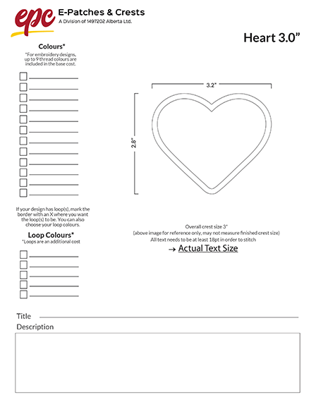 A 3-inch heart patch template.