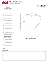 design template heart 3 inch