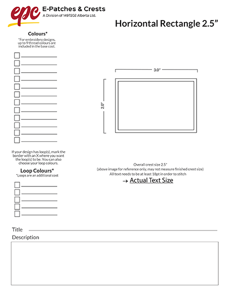 A 2.5-inch horizontal rectangle patch template.