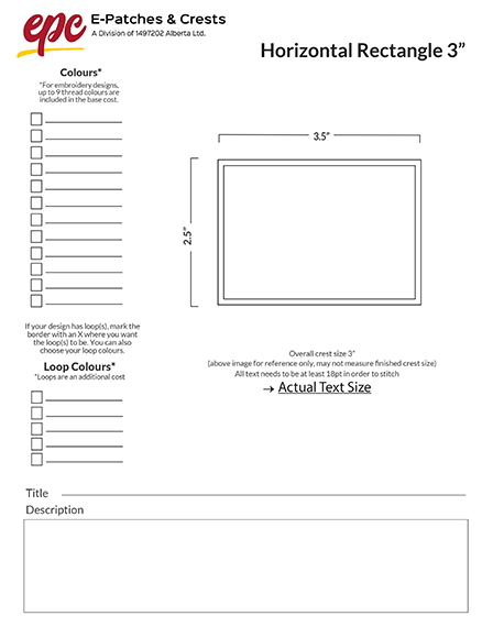 A 3-inch horizontal rectangle patch template.