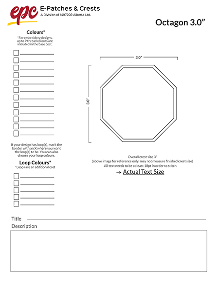 A 3-inch octagon patch template.