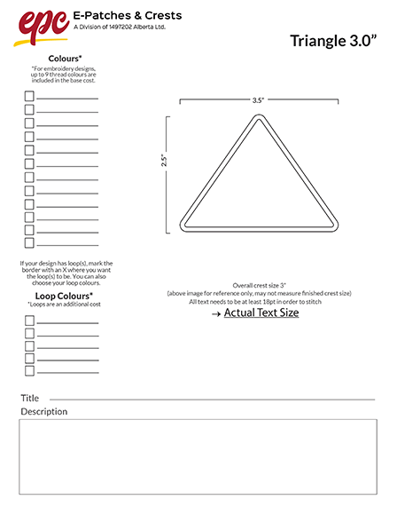 A 3-inch triangle patch template.