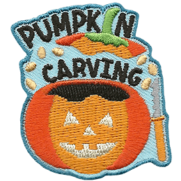 A jack-o'-lantern under the words Pumpkin Carving.