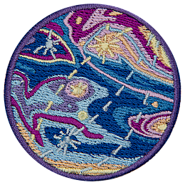 The planet Mercury in blues and purples.