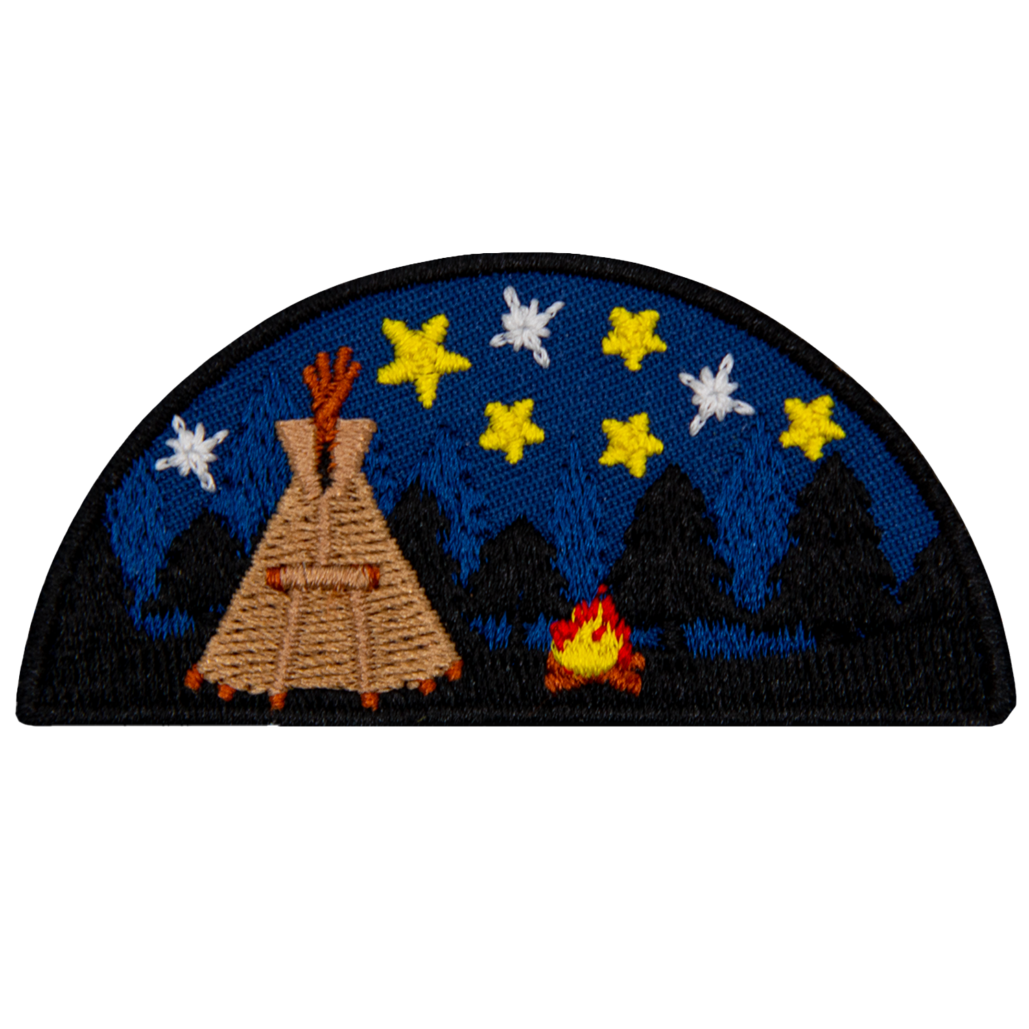 A tipi under the night sky.