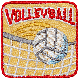 The word Volleyball above a volleyball and net.