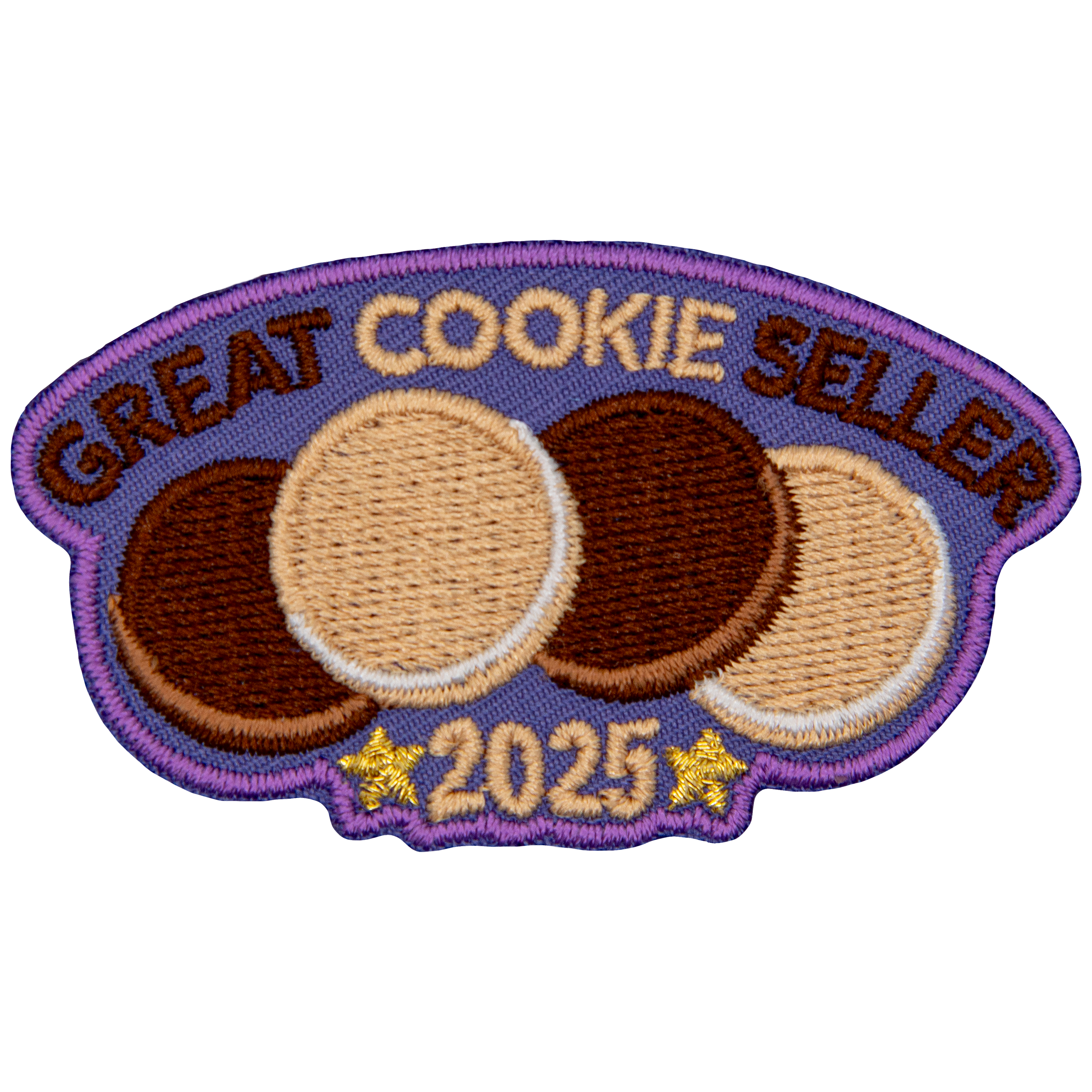 Four cookies underneath the words Great Cookie Seller and above 2025.