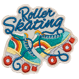 Two roller skates with their laces making the words Roller Skating.