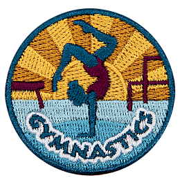 The word Gymnastics beneath a posing woman.