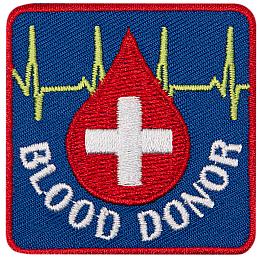 The words Blood Donor beneath a droplet of blood.