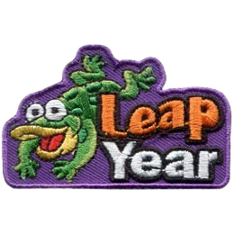 The words Leap year next to a leaping green frog.