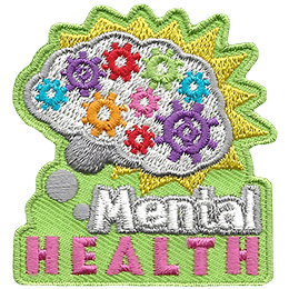 A silver thought bubble with colourful gears above the Mental Health text.