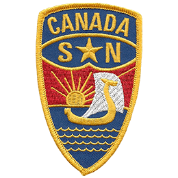 custom embroidered patch with a dragon boat and the words Canada S*n