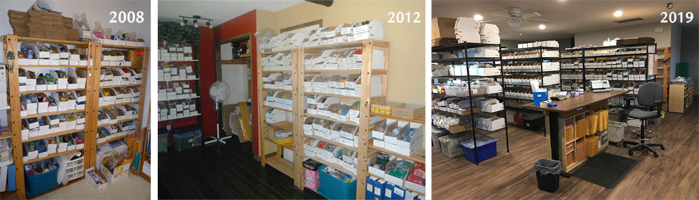 A before and after picture of the E-Patches and Crests office.