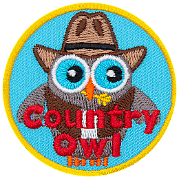 An owl wearing a cowboy hat. The words Country Owl are beneath them.