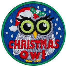 The words Christmas Owl over a grey owl.
