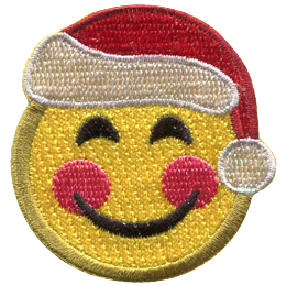 A smiling emoji wearing a Santa hat.