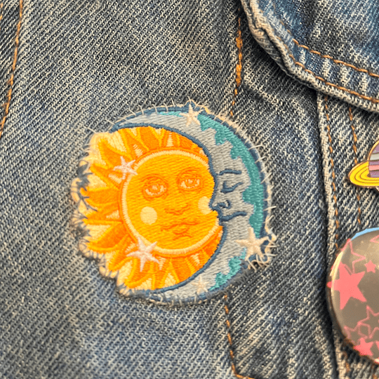 sun and moon embroidered patch