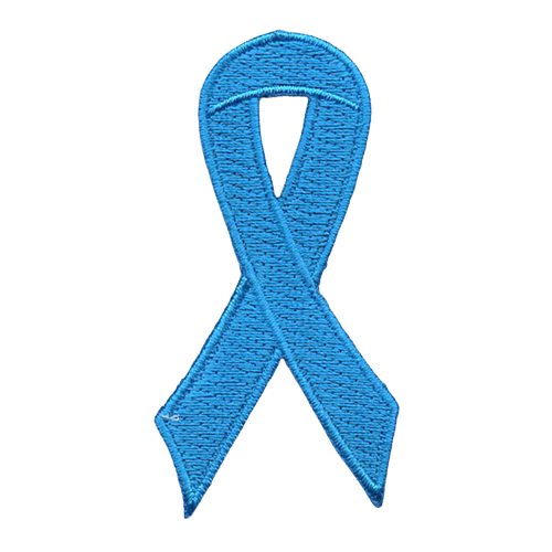 A light blue ribbon.