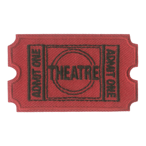 A red theatre ticket as a patch.