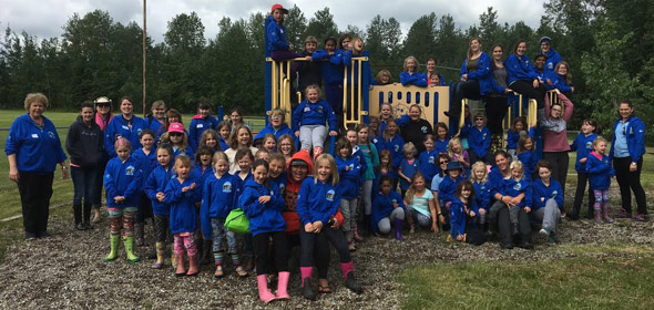 Patches on a sky blue trefoil